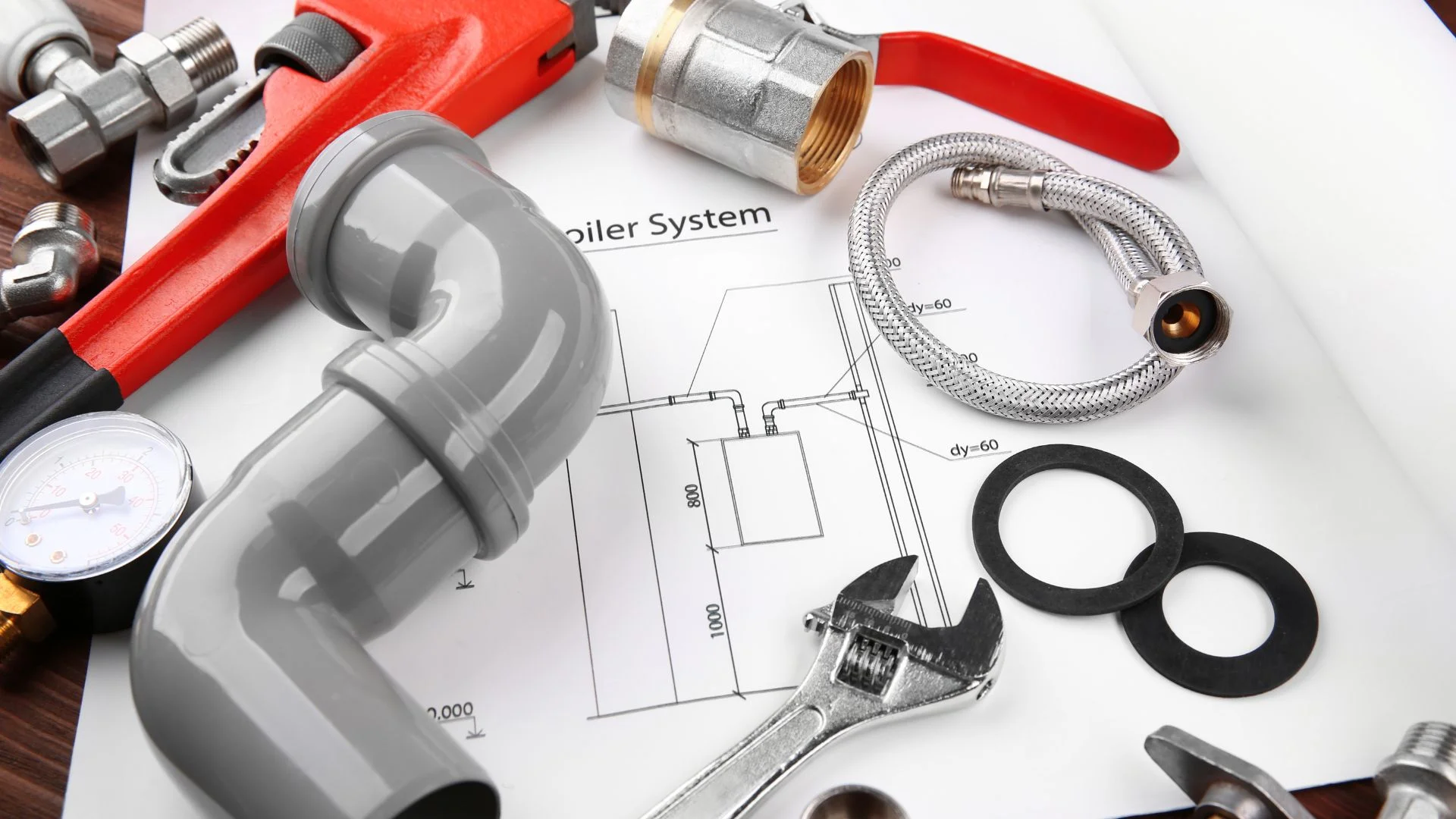 Instalaciones de fontanería en Sevilla: tubos, llaves y juntas sobre plano técnico